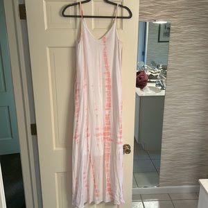 Pink and white tie dye maxi POCKETS